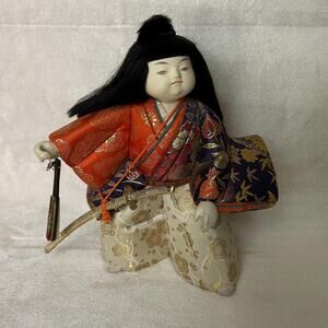 Vintage Japanese Samurai Doll – Musha Ningyo – Traditional Kimono with Sword